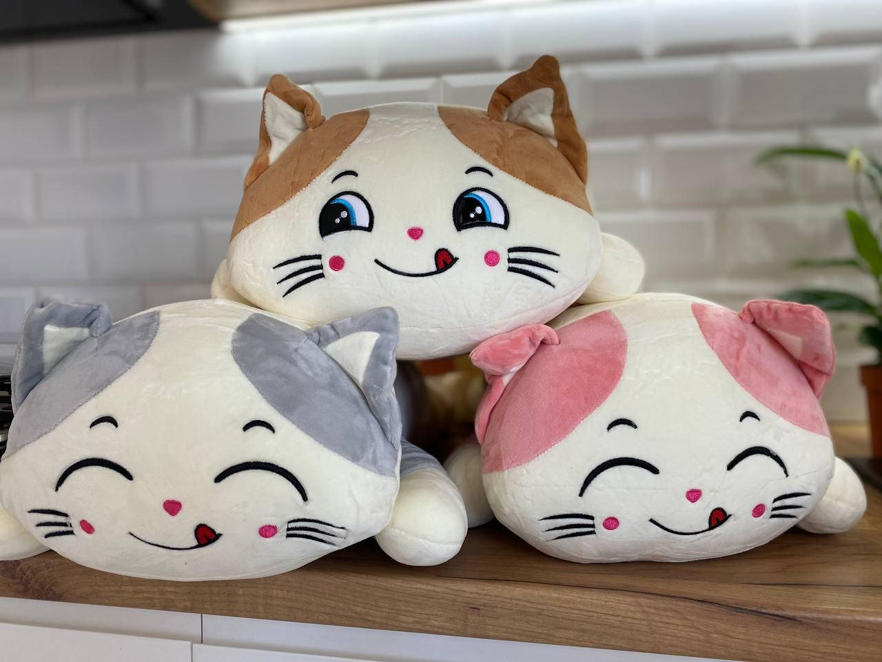 

Мягкая игрушка кот плед подушка подарок на, Серый
