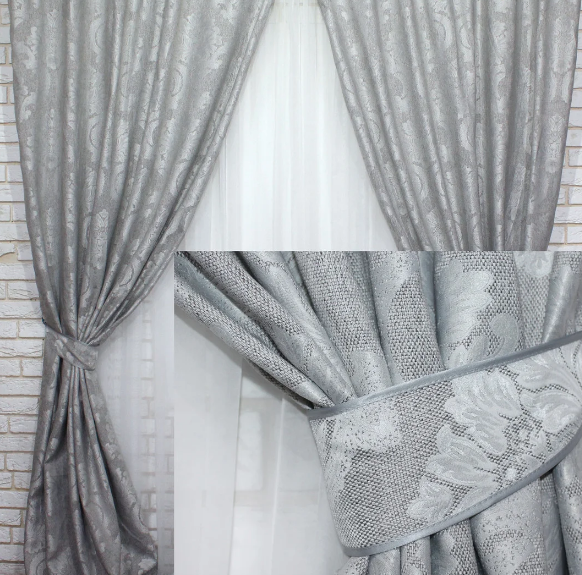 

Шторы блекаут (2шт. 1,5х2,7) лен рожгока , коллекция "Диамант". Цвет серый Код 546ш