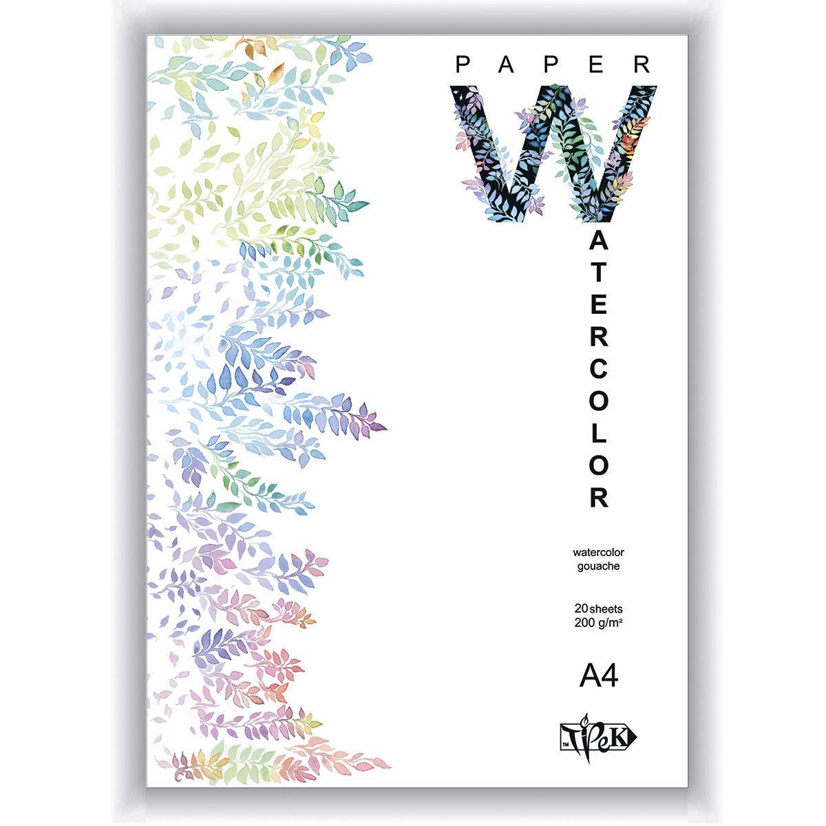 

Планшет для акварели А4 (21х29,7 см) бумага рисовальная Словакия 200 г/м.кв. 20 листов «Трек» Украина, Белый