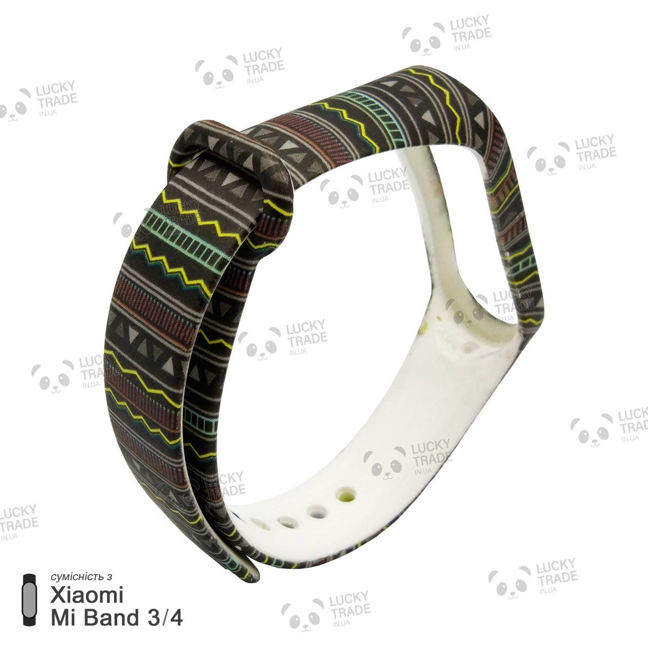 

Ремешок Xiaomi Mi Band 4 / 3 с рисунком силиконовый браслет miband Этно - Белый [1027]