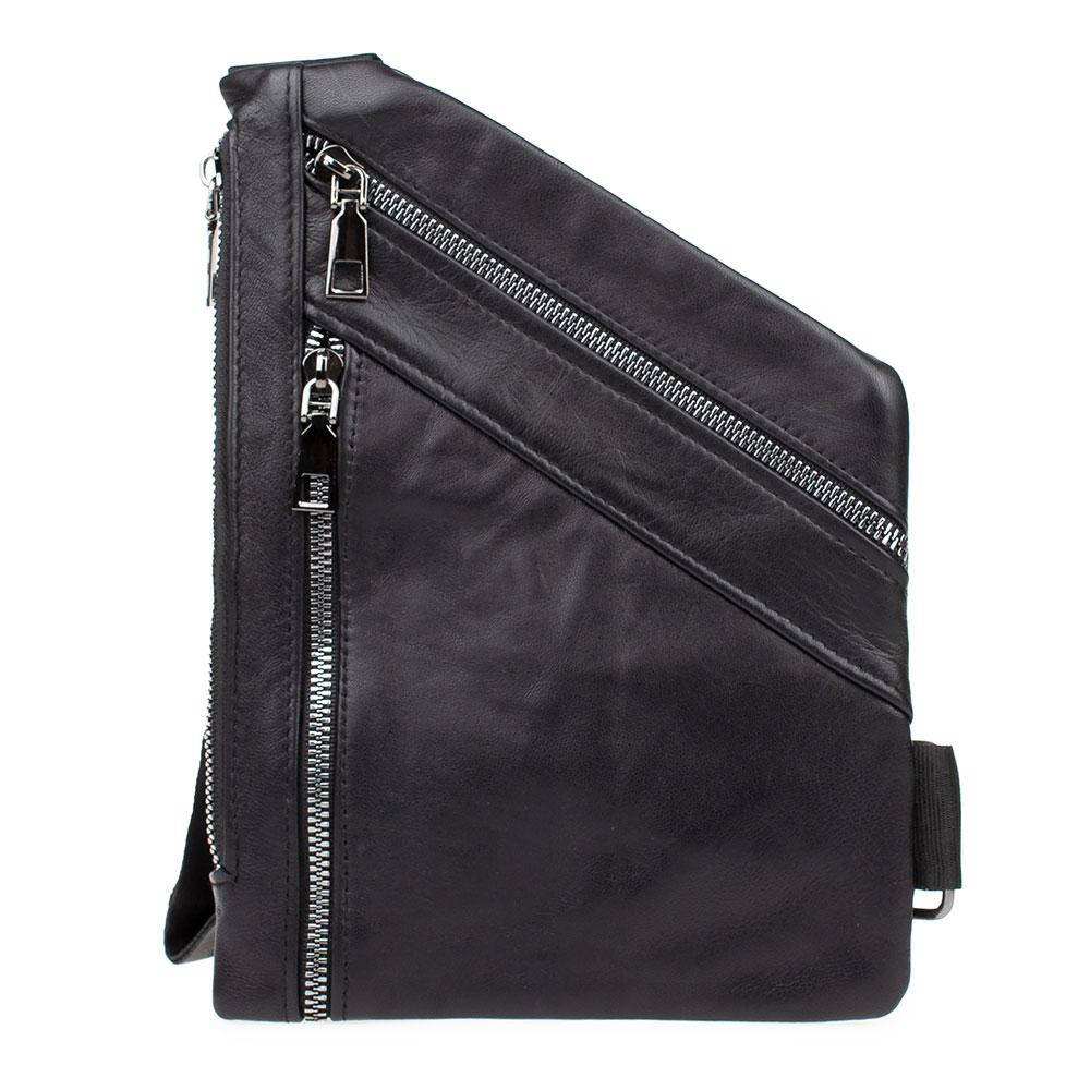 

Кожаная мужская сумка-кобура сумка-слинг cross body LT 5653 черная (fb), Черный
