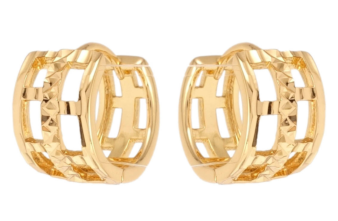 

Серьги Xuping Позолота 18K колечки "Решетчатый узор с насечками"