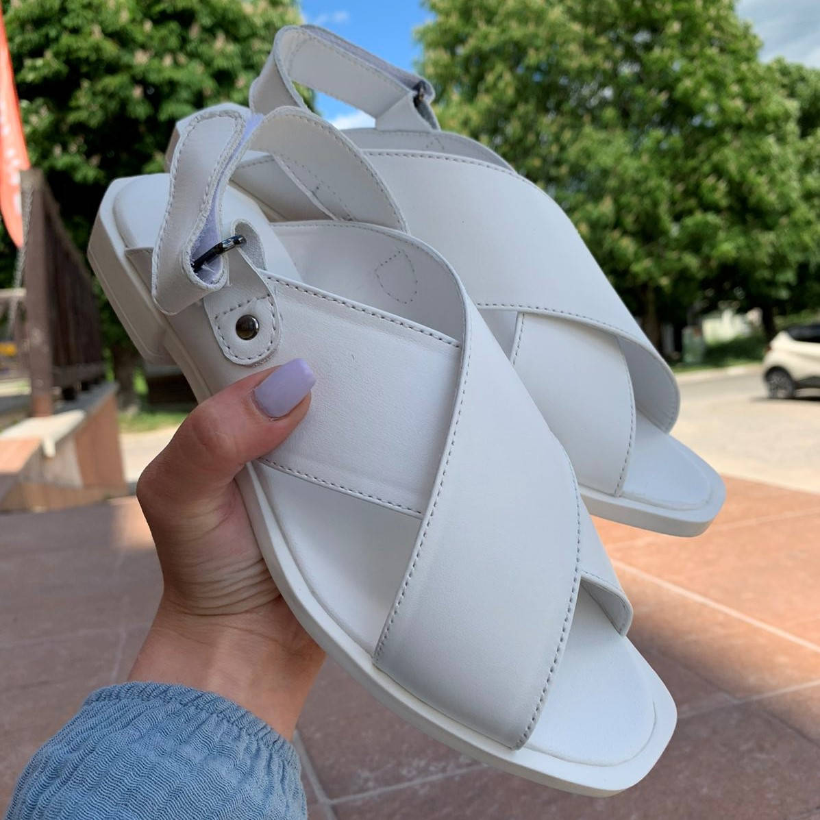 

Босоножки женские кожаные белые (22274) 38