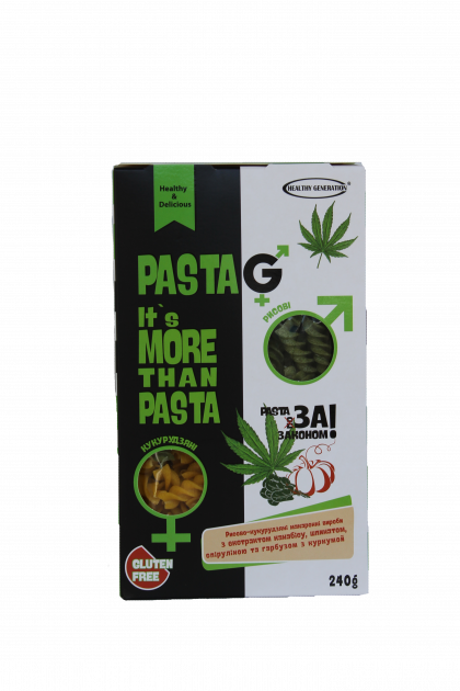 

Макароны без глютена с каннабисом, спирулиной и шпинатом "Fusilli", 300г Healthy generation