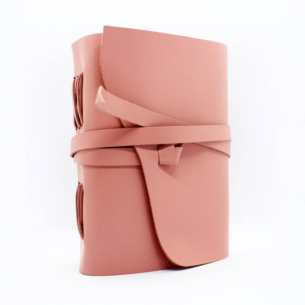 

Кожаный блокнот COMFY STRAP В6 женский розовый ручная работа В линию