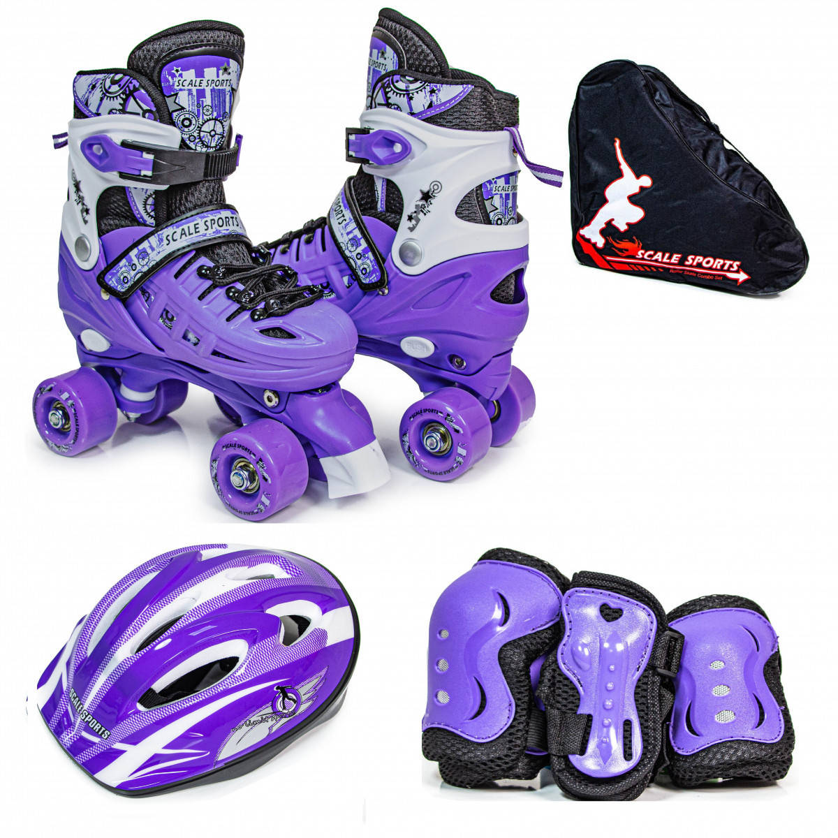 

Ролики-квады+защита+шлем Scale Sports Violet размер 29-33, 34-38, Фиолетовый