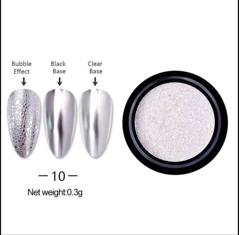 

Новинка! Зеркальная втирка серебро для дизайна ногтей, Серебристый