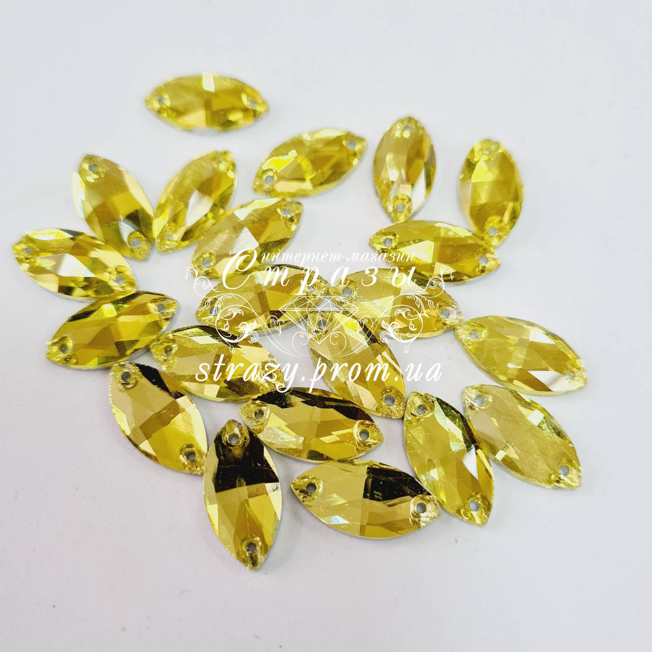 

Стразы пришивные Маркиз 9*18мм. Citrine Эконом