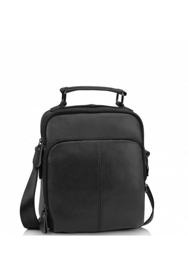 

Мужская кожаная сумка на плечо мессенджер черный Tiding Bag M35-0118A - Черная