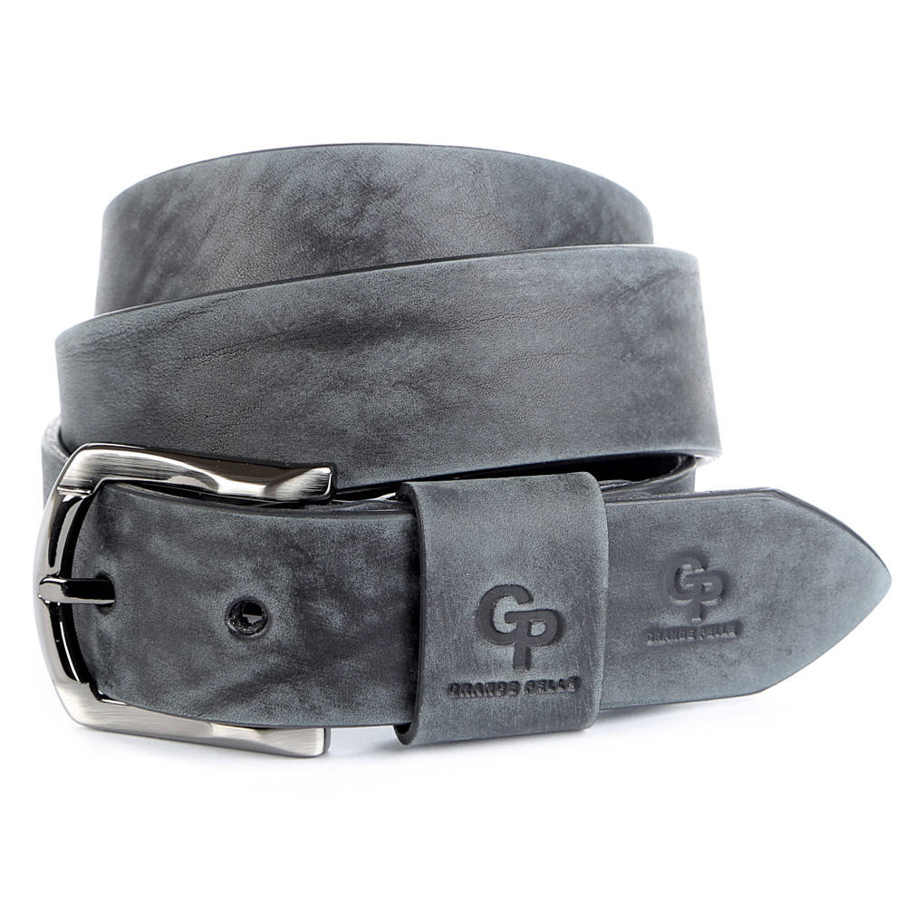 

Элитный мужской кожаный ремень под джинсы GRANDE PELLE 00973, Серый