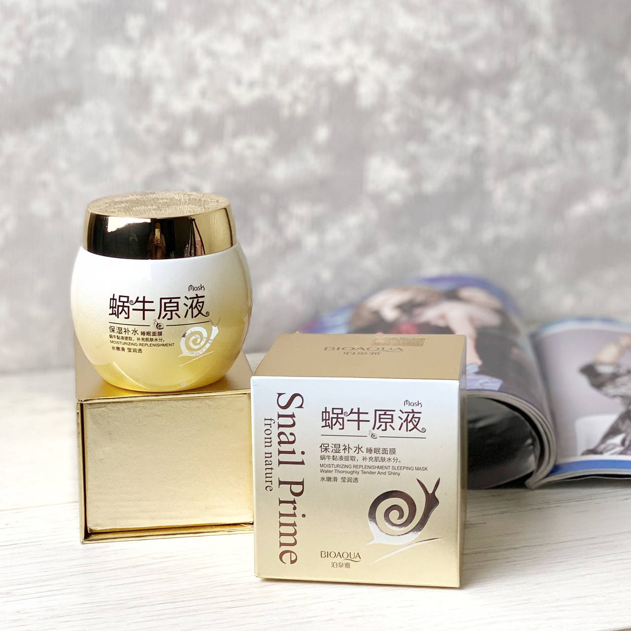 

Ночная маска для лица с муцином улитки Bioaqua Snail Prime From Nature