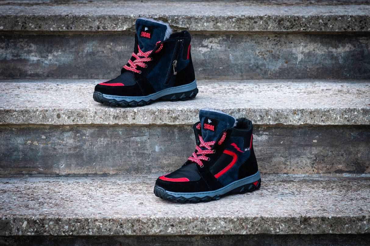 

Ботинки зимние подростковые детские черные