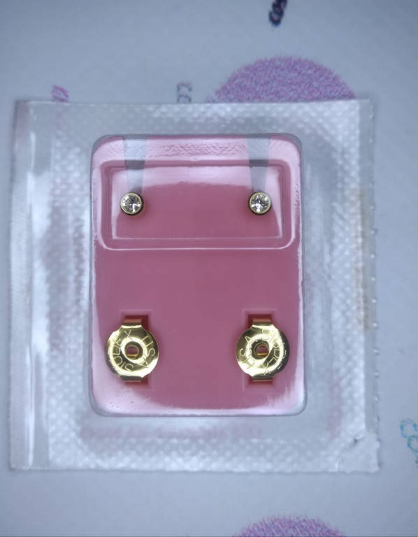 

Серьги S, завальцованный золотой камень прозрачный, Studex