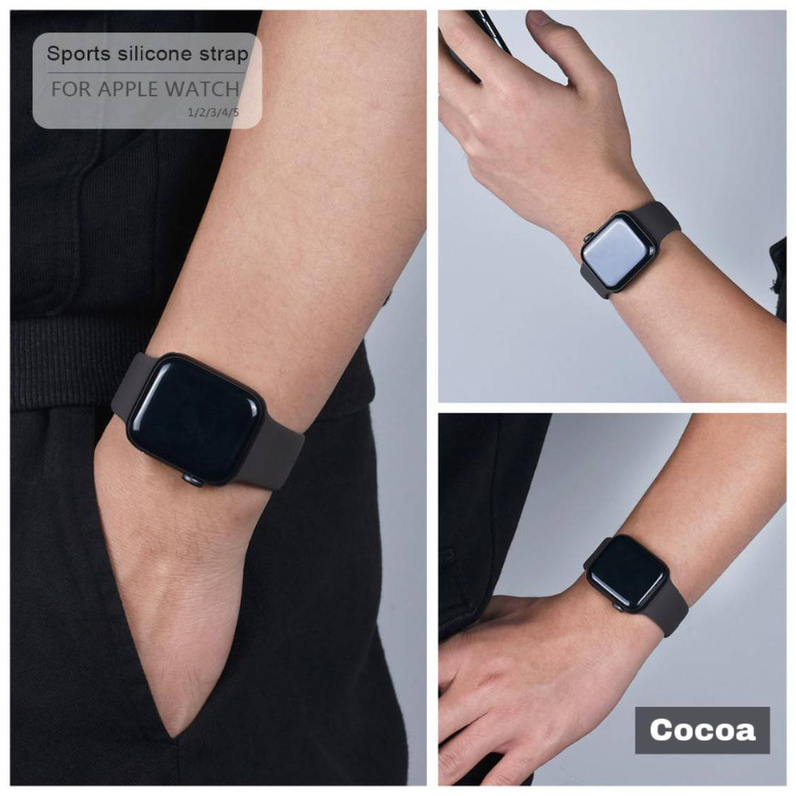 

Силиконовый браслет ремешок Sport Band для часов Apple Watch 38 мм (Cocoa),Серый