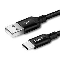 Кабель Usb Hoco X14 Times speed Type-C 1 метр в матерчатой оплетке черный