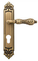 Ручка дверная на планке под ключ Fimet 147 Flora матовая бронза (Италия)