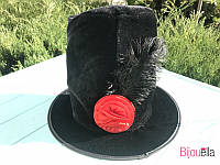 Бархатная черная шляпа с пером и красной розой на карнавал хеллоуин выступление вечеринку