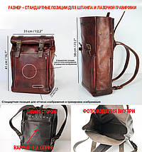 Шкіряний чоловічий рюкзак "Hankle H7" натуральна Вінтажна шкіра, колір коричневый відтінок Коньяк + Коньяк, фото 2