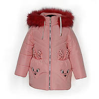 Куртка дитяча зимова-демісезонна для дівчинки Зайчик 86,92,98,104 см ПерсиК жилетка з овчини знімається