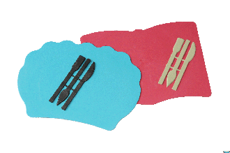 Дошка для пластиліну "Люкс Колор" ДПФ-5 фігурна (книга, риба, мушля)+стеки