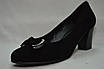 Чорні замшеві туфлі Erisses на стійкому каблуці c бантиком, великі розміри, фото 2