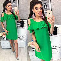 Платье с воланом, модель 820, цвет Зеленый