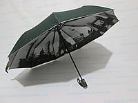 Жіноча парасолька напівавтомат однотонна двостороння зі сріблом зелена