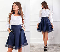 Спідниця з мереживом арт. 319/2 синя