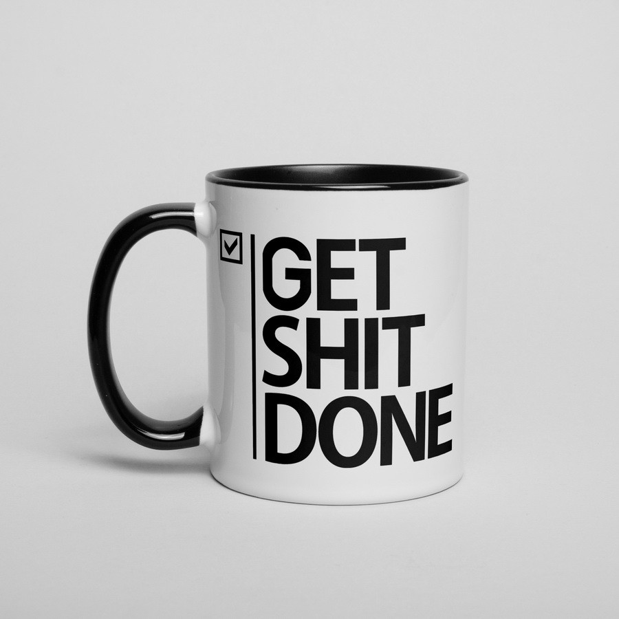 Чашка подарункова з прикольною написом "Get Shit Done", 330 мл, керамічна