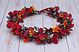 Віночок для волосся / вінок на голову осінній в осінніх бордових тонах 222 об, фото 2