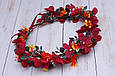 Віночок для волосся / вінок на голову осінній в осінніх бордових тонах 222 об, фото 4