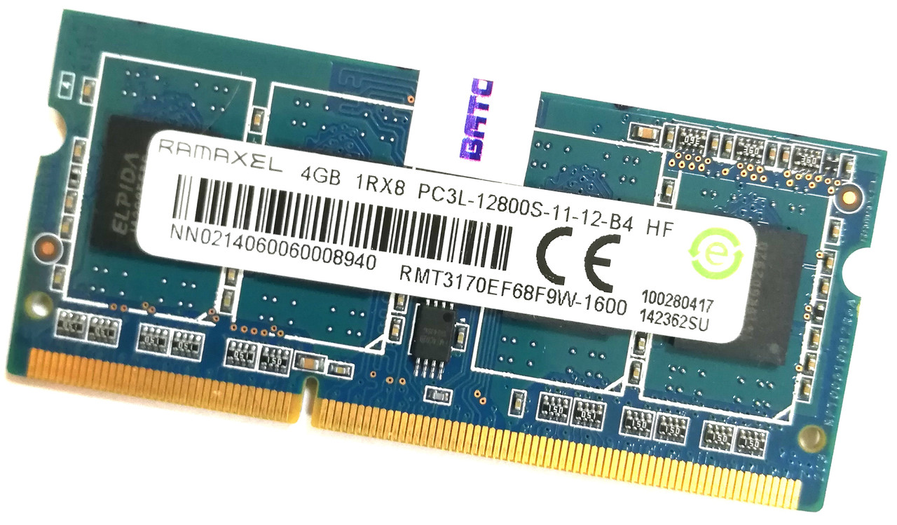 Оперативна пам'ять для ноутбука Ramaxel SODIMM DDR3L 4Gb 1600MHz 12800s CL11 (RMT3170EF68F9W-1600) Б/В, фото 1