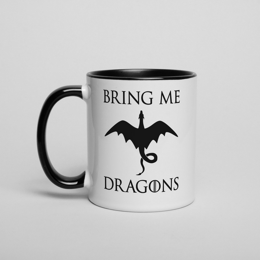Чашка з написом GoT "Bring me Dragons", 330 мл подарункова керамічна