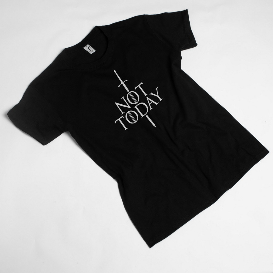 👕 Футболка з написом з Гри Престолів (GoT) "Not today" чорна чоловіча