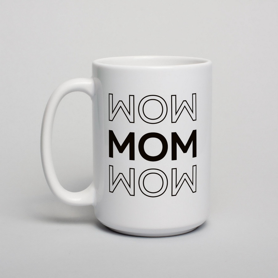 Чашка з написом "WOW MOM", 410 мл подарункова керамічна