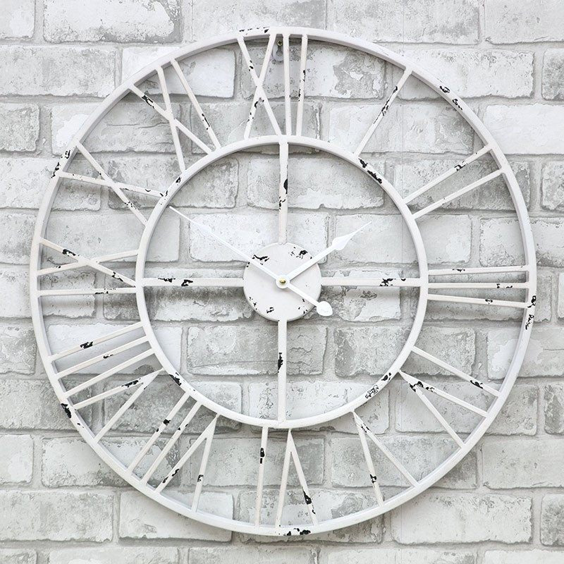 Годинник настінний металевий у стилі вінтаж — Milano White 60 cm