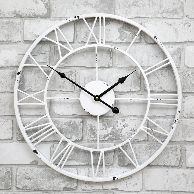 Годинник настінний металевий у стилі вінтаж — Milano White 45 cm