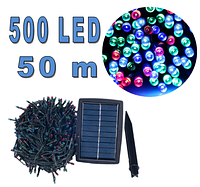 Светодиодная гирлянда на солнечной энергии 500 led RGB 50м