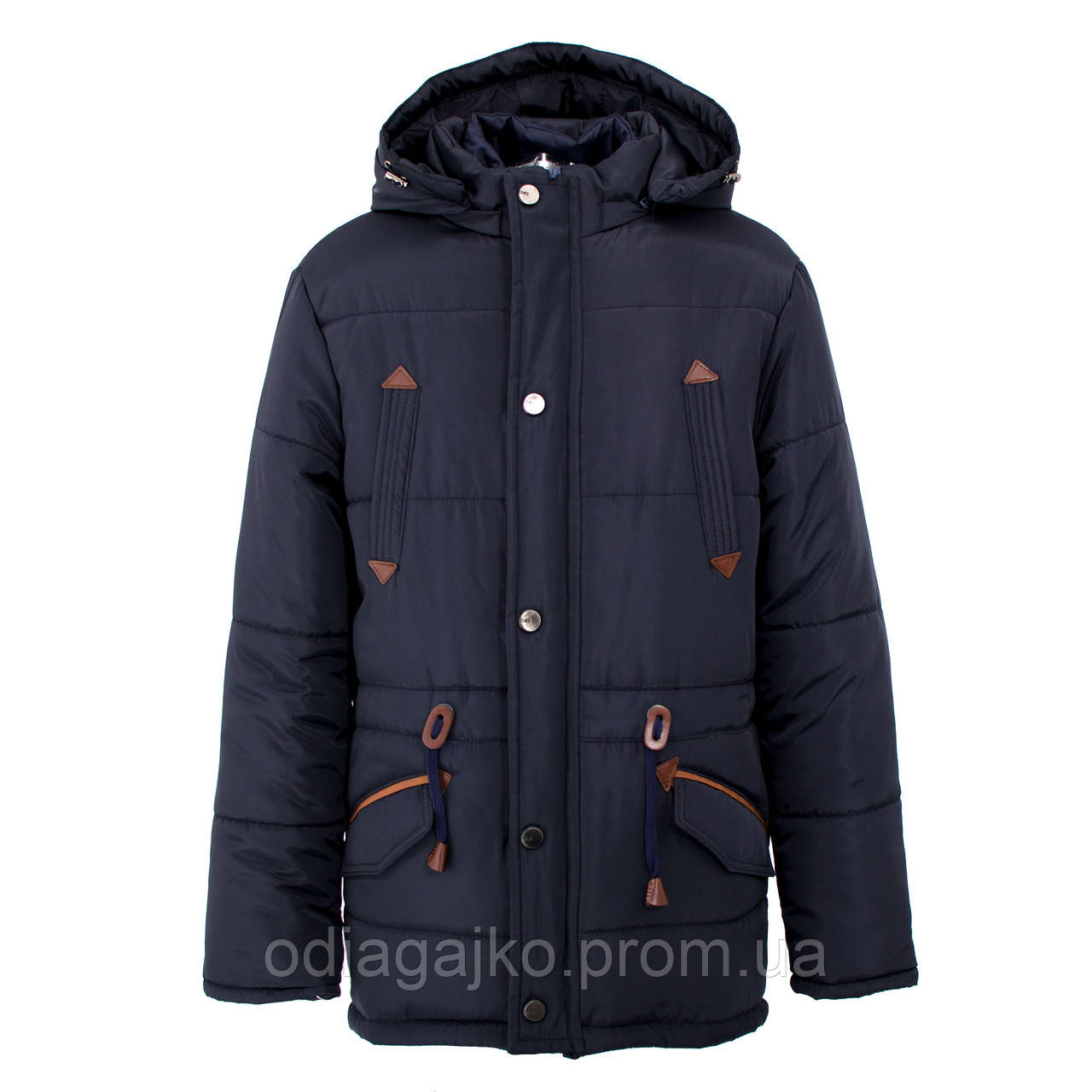 Куртка дитяча зимова-демісезонна для хлопчика Парка темно-синя 158,164,170,176 см знімний жилет