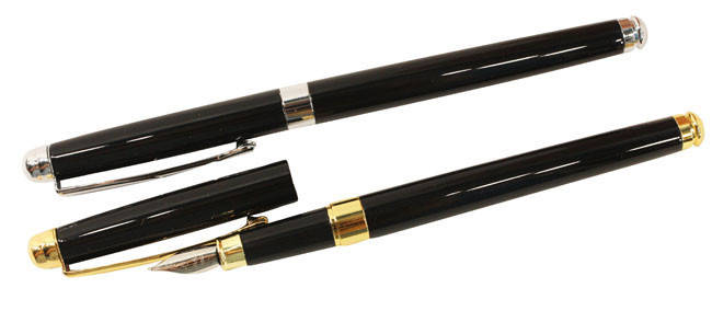 Пір'яна Ручка металева BAIXIN FP-860 (золото, сірий+чорний), фото 2