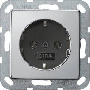 Розетка Gira System 55 2К+З, без захоплень, хром чорний (0466605)