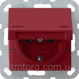 Розетка Gira System 55 2К+З, кришка, WSV, червоний (010402)