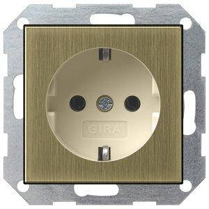 Розетка Gira System 55 2К+З, без захоплень, бронза кремовий (0466613)