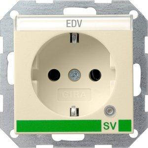 Розетка Gira System 55 2К+З, контрольна підсвічування, поле для напису, SV, кремовий (046801)