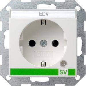 Розетка Gira System 55 2К+З, контрольна підсвічування, поле для напису, SV, матовий білий (046827)
