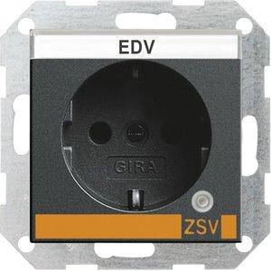 Розетка Gira System 55 2К+З, контрольна підсвічування, поле для напису, ZSV, антрацит (046928)