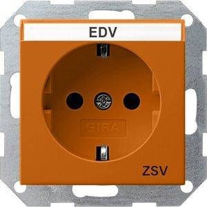 Розетка Gira System 55 2К+З, поле для напису, ZSV, помаранчевий (047302)