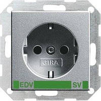 Розетка Gira System 55 2К+З, EDV, SV, алюминий (046326)