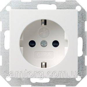 Розетка Gira System 55 2К+З, без захоплень, шторки, матовий білий (275527)