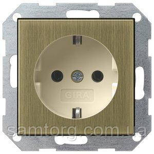 Розетка Gira System 55 2К+З, бронза кремовий (0188613)